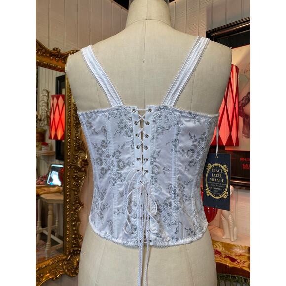 vintage 1990s fredricks of hollywood coset white and silver 90s bustier m/l 38 - Picture 8 of 10